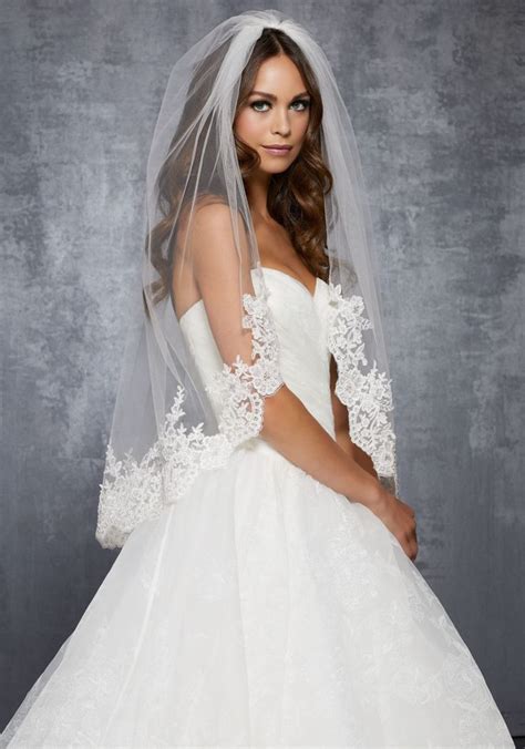 Veil With Lace Beaded With Sequins And Rhinestones Morilee Short Veils Bridal Short