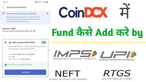 How To Deposit Money In Coindcx Neft Rtgs Upi Zero Fees Youtube