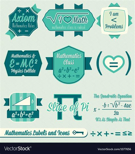 Vintage Mathematics Class Labels And Icons Vector Image