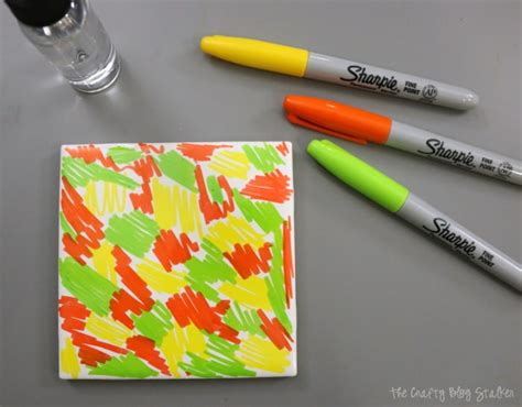 How To Make Sharpie Dyed Tile Coasters Diy Craft Kit T