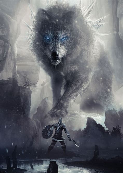 Fenrir The Norse Wolf II Poster Picture Metal Print Paint By