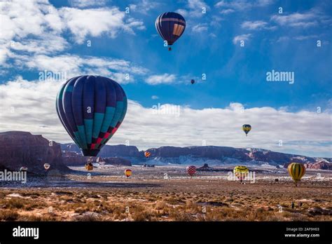 Eleven Hot Air Balloons Fly In The Monument Valley Balloon Festival In