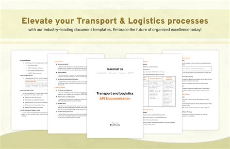 Transport And Logistics Api Documentation Template In Pdf Google Docs