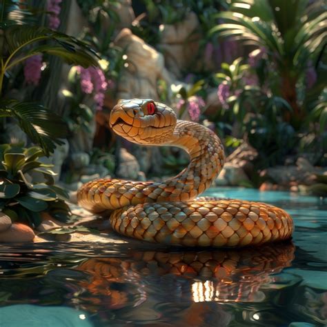 Serpent de dessin animé en 3D dans la nature Photo Gratuite