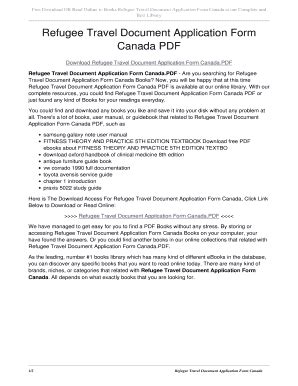 Refugee Travel Document Application Form Canada PDF Refugee Travel