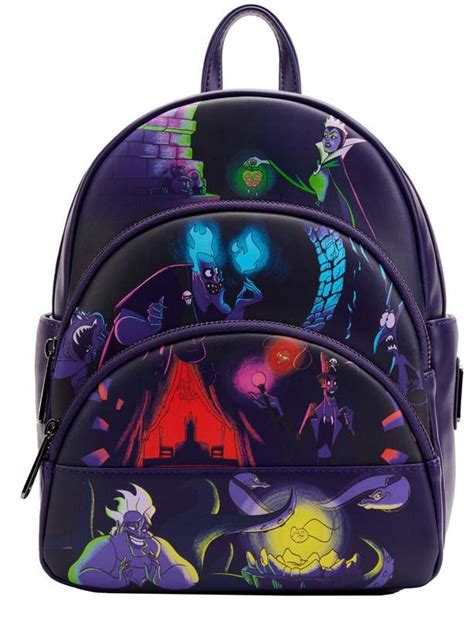 Loungefly Disney Villains Triple Pocket Glow Mini Backpack At