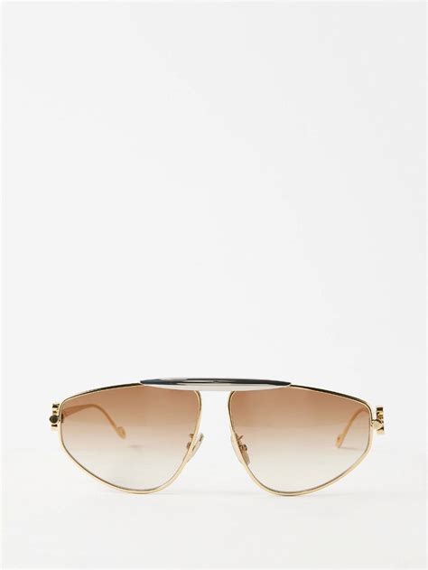 Loewe Spoiler Metal Aviator Sunglasses In Gold Endource