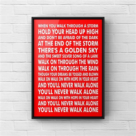 Liverpool Fc Youll Never Walk Alone Song Print Wall Art Lfc Etsy Uk