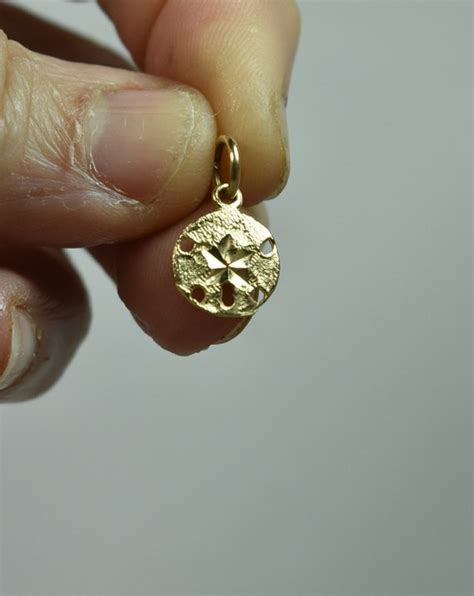 K Gold Ocean Sea Sand Dollar Pendant Charm For Neck Gem