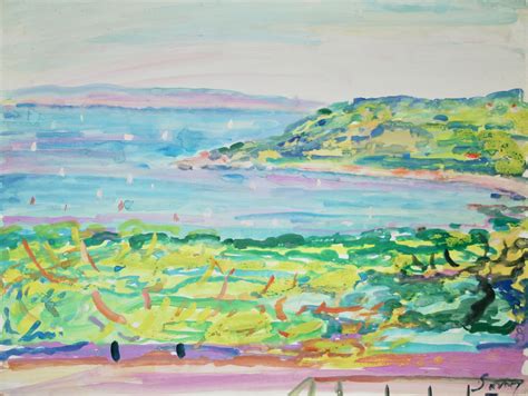 Robert Savary Peinture Originale Gouache Cote D Azur Galerie D