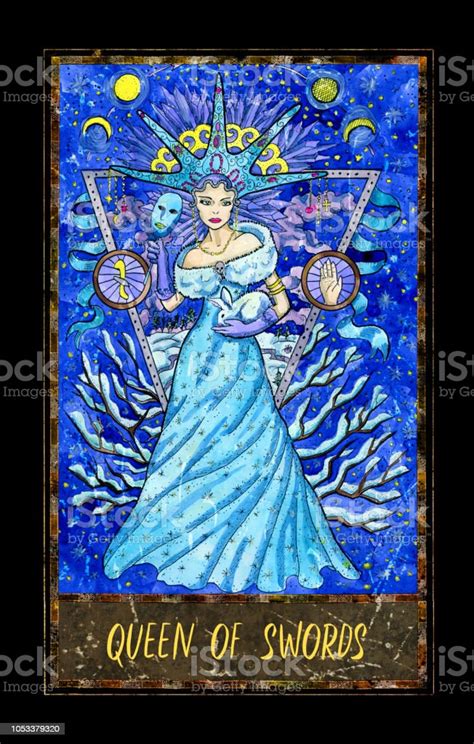 Vetores De Rainha De Espadas Carta De Tarot Arcanos Menor E Mais