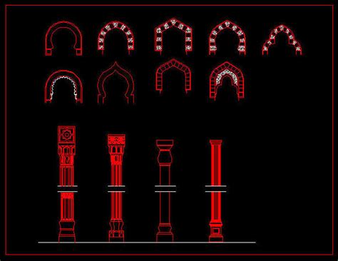 Cad Architect Cad Drawing Islamic Arches Columns