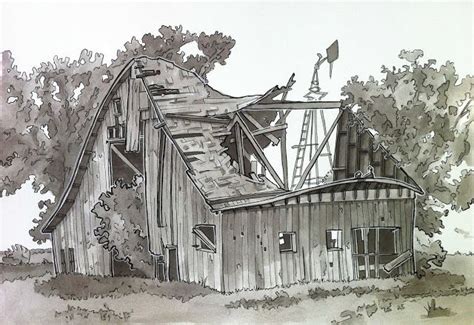 Urban Sketchers Seattle Old Barn Barn Drawing Landscape Drawings