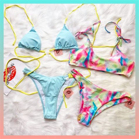 Lakie bikini Bikini 2 Mảnh Dây Phối Màu Độc Đáo Siêu Lạ Bikini Pastel Kẹo Ngọt Shopee Việt Nam