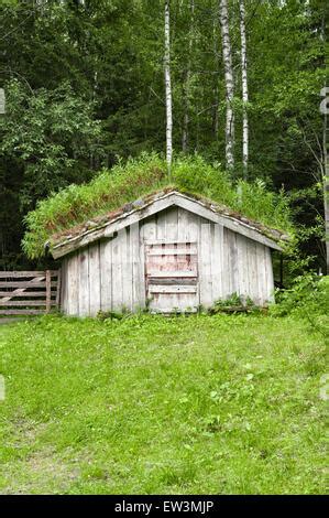 Traditional Turf Roofed Farm Buildings And Church Saksun Streymoy