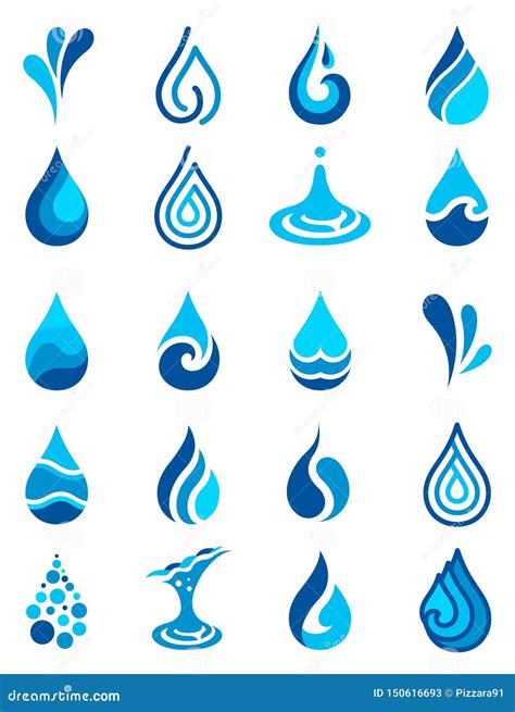 water droplet abstract logo design vector template natural mineral