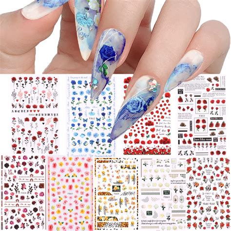 Blue Rose Nail Decals