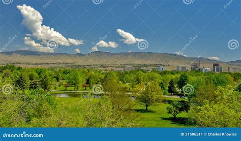 Beautiful Park In Boise Idaho With The City Stock Image Image Of