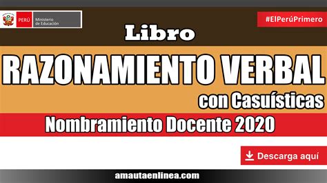 Nombramiento Docente 2020 Libro de Razonamiento Verbal con casuísticas