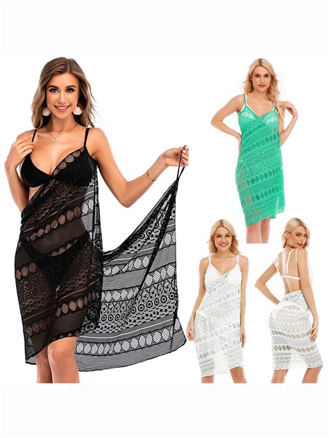 Fannyc Women S Bikini Sling Beach Skirt Cover V Neck Sexy Fashion Lace Casual Hollow Out