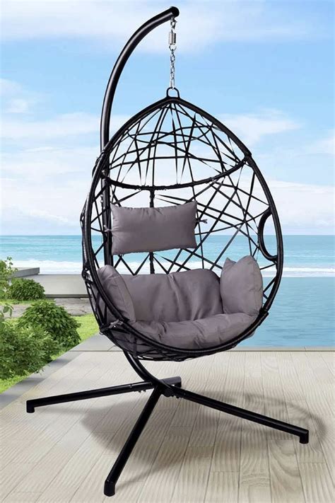 Brast H Ngesessel Float Mit Gestell Schwarz Poly Rattan H Ngekorb