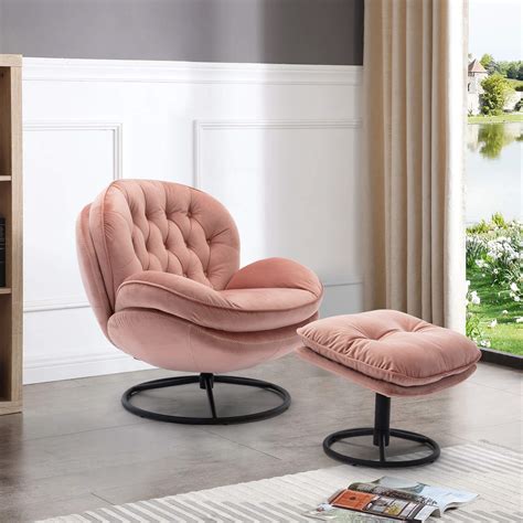 Buy Baysitone Velvet Swivel Accent Chair With Ottoman Set Modern