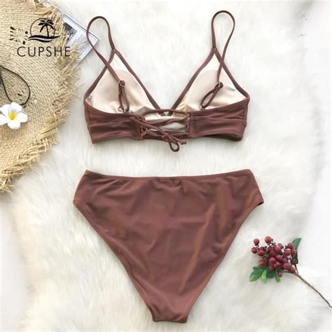 MAILLOT DE BAIN CUPSHE marron à lacets Bikini ensembles femmes Triangle