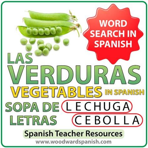 Spanish Vegetables Word Search Las Verduras Woodward Spanish