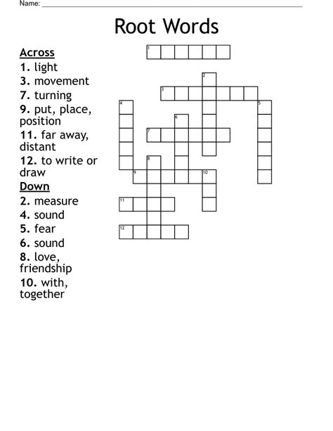 Root Words Crossword WordMint