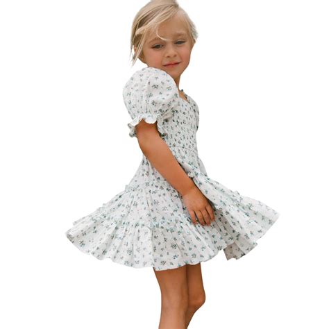 Little Fun Spring Girls Summer Dress: Floral, Ruffle, Backless Outfit