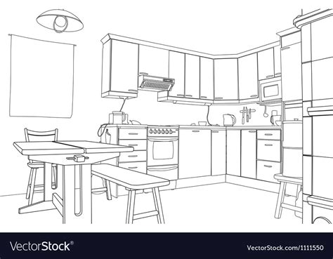 Kitchen Sketch Royalty Free Vector Image Vectorstock