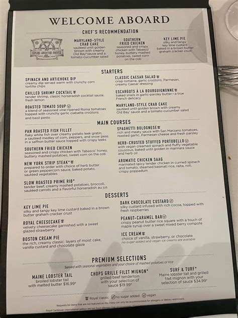 Royal Caribbean Main Dining Room Menu 2024 UPDATE Cruise With Leo