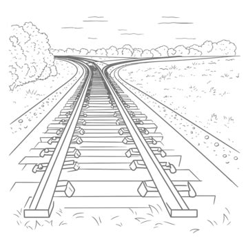 Desenho De Trilhos Trem Para Colorir Esbo O Vetor Png Desenho De 6400