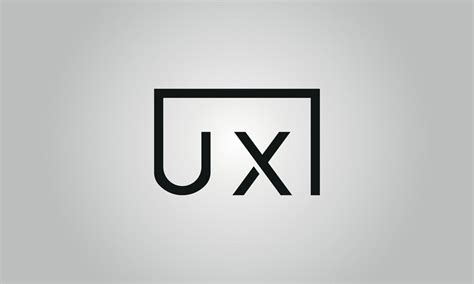 Letter Ux Logo Design Ux Logo With Square Shape In Black Colors Vector