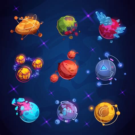 Planeta De Dibujos Animados De Fantasía Fantásticos Planetas Alienígenas Elementos Del Juego