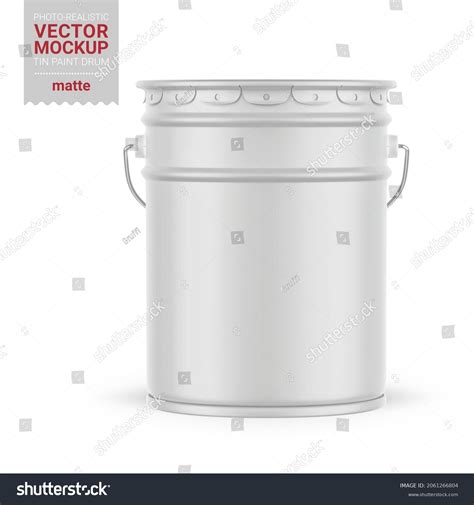 White Matte Metal Paint Bucket Photorealistic Stock Vector (Royalty ...