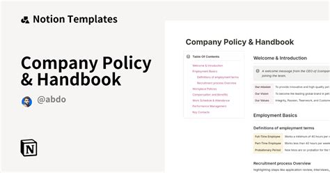 Company Policy & Handbook Template | Notion Marketplace