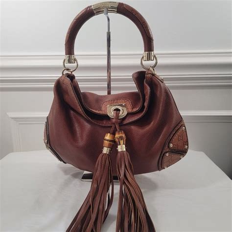 Gucci Bags Gucci Brown Leather Large Babouska Bamboo Indy Hobo Bag