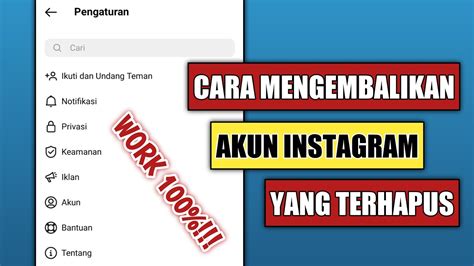 Cara Memulihkan Atau Mengembalikan Akun Instagram Yang Terhapus Youtube