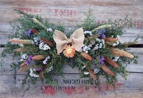 Small Dried Flower Swag Rustic And Country Decor Primitive Etsy