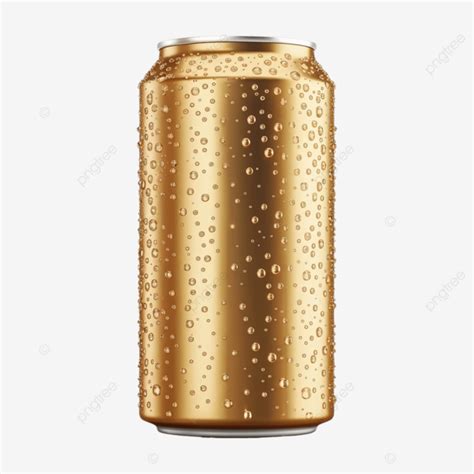 Realistic Gold Aluminum Can With Drops Blank Isolated Aluminum Png