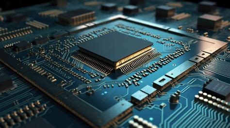 Computer Chips And Circuit Board Background D Render Computer