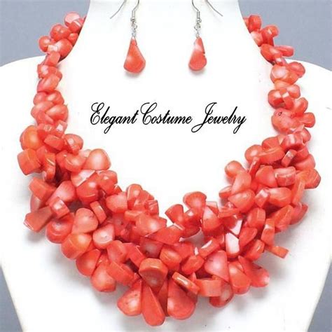 Coral Necklace Statement Necklace Set Necklace