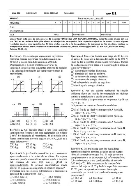 Final Biofísica agosto 2022 UBACBC BIOFÍSICA 53 FINAL REGULAR Agosto