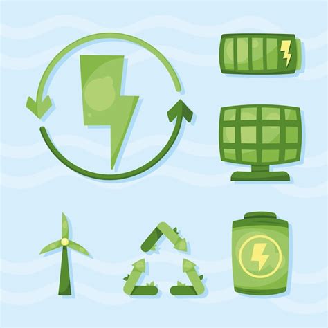 Premium Vector Six Green Energy Icons