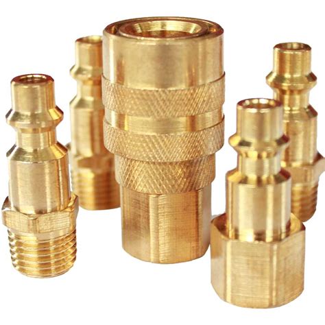 Acople Rápido x5 Piezas En Bronce ¼ NPT Aire Kit Fabriles