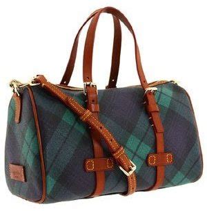 Dooney Bourke Plaid Barrel Satchel Classic Preppy Tartan Leather