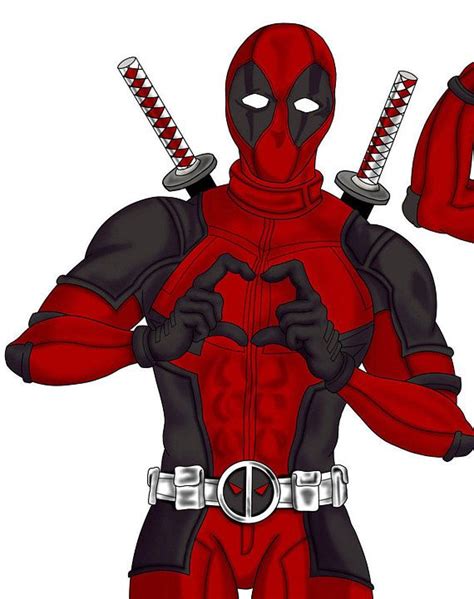 A Drawing Of A Deadpool With Two Swords In His Hands And One Hand On His Hip