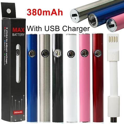 Max Vape Pen Battery 380mAh Preheat Battery Variable Voltage Bottom USB