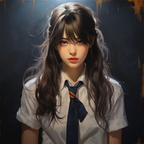 An Anime School Girl In Uniform Ai Generated Art Premium Ai Generated